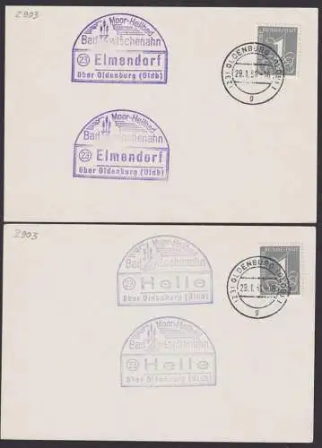 Oldenburg zweimal Sonderstempel Elmendorf und Hell über Oldenburg 29.1.1965