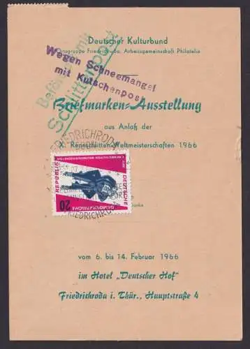 Briefmarken DDR Brief Befördert mit Schlittenpost L2 Wegen Schneemangel mit