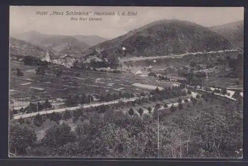 Bahnpost Ansichtskarte Düren Heimbach Hotel Schönblick Eifel Bes. Karl Uehlein