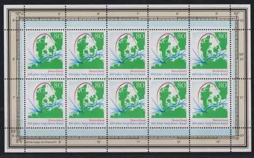 Bund Kleinbogen Zehnerbogen 1802 Nord-Ostsee-Kanal postfrisch MNH Kat 15,00