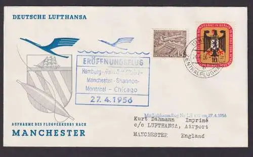 Flugpost Brief Air Mail Berlin Bauten + Adler Brustschild Hamburg Frankfurt