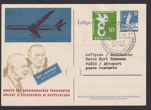 Flugpost Brief Air Mail Berlin Privatganzsache Besuch Präsident Eisenhower