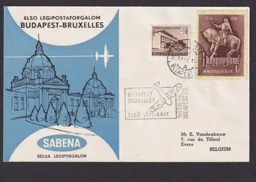 Flugpost Brief Air Mail Ungarn Sabena Budapest Brüssel Belgien sehr schönes