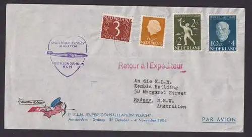 Flugpost Brief Air Mail KLM Amsterdam Niederlande Sydney New South Wales