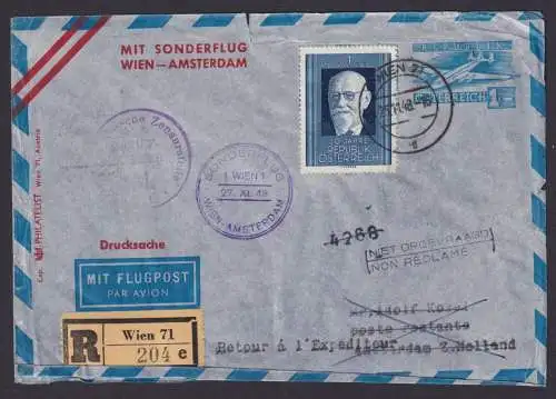 Flugpost Brief Air Mail Österreich Privatganzsache ZuF Sonderflug Wien Amsterdam