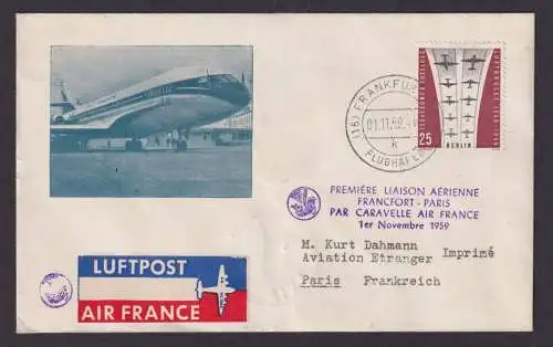 Flugpost Brief Air Mail Berlin AIR FRANCE Frankreich Frankfurt Paris Caravelle