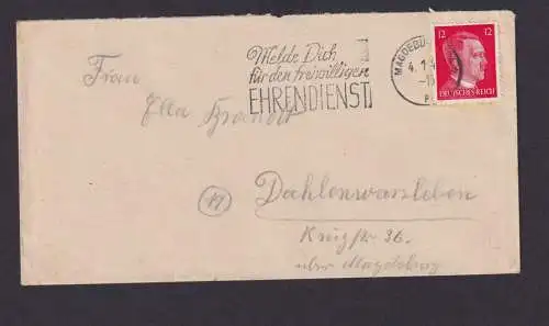 Magdeburg Sachsen Anhalt Deutsches Reich Drittes Reich Brief SST Melde Dich für