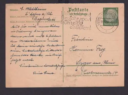 Ganzsache Ludwigshafen Rheinland Pfalz Deutsches Reich Drittes Reich Karte