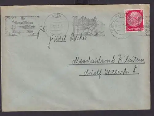 Ludwigshafen Rhein Rheinland Pfalz Deutsches Reich Drittes Reich Brief Postsache