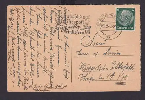 Braunschweig Niedersachsen Deutsches Reich Drittes Reich Ansichtskarte Postsache