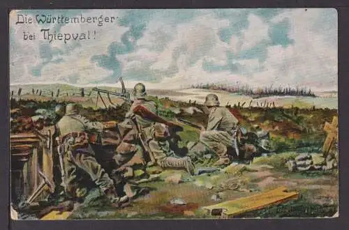 Ansichtskarte 1.Weltkrieg Württemberger bei Thiepval Frankreich 1917 Feldpost