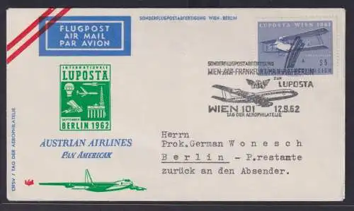 Flugpost Österreich Austrian Airlines Pan American attraktiver Umschlag Lufpost