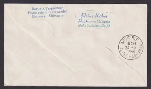 Flugpost Drucksachen Brief Air Mail Lufthansa LH 156 Bund Wahn Nizza Frankreich