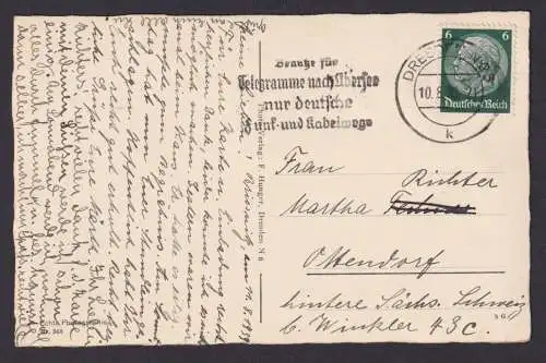 Dresden Sachsen Deutsches Reich Drittes Reich Ansichtskarte Postsache SST