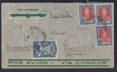 Flugpost airmail Condor Argentinien Brief Absender Zirkus Sarrasani Mendoza