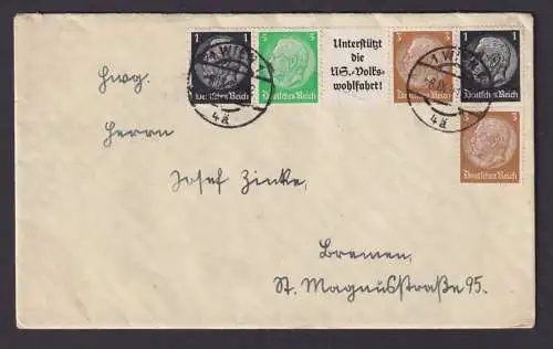 Ostmark Österreich Briefmarken Deutsches Reich Brief Zusammendruck Hindenburg