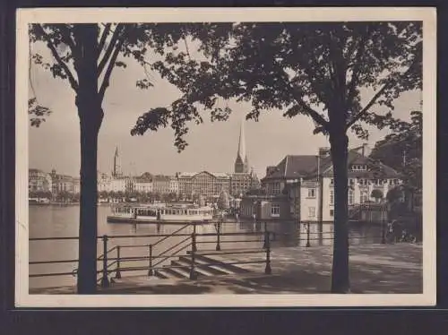 Ansichtskarte Hamburg Binnenalster Schiffe nach Niedercunnersdorf Sachsen