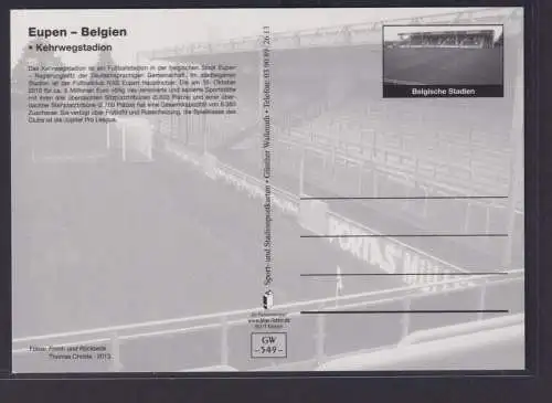 Ansichtskarte Fußballstadion Eupen Belgien Kehrwegstadion