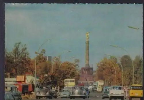 Ansichtskarte Berlin Siegessäule Auto Doppeldecker Busse