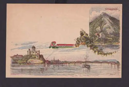 Ungarn Litho Ganzsache 5 Kreuzer Visegrad Stadt Donau Brücke