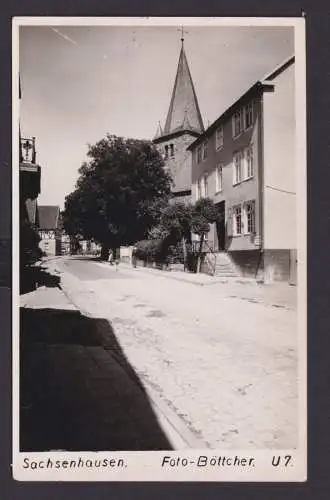 Ansichtskarte Sachsenhausen Waldeck Hessen Strassenansicht Kirche Religion