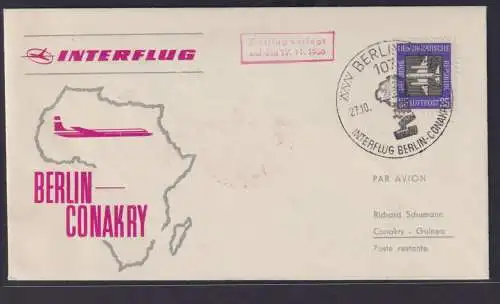 Flugpost Brief airmail DDR Interflug Destination Berlin nach Conakry Guinea mit