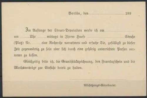 Dt. Reich Ganzsache Zudruck Magistrat der königl. Haupt -u. Residenzstadt Berlin