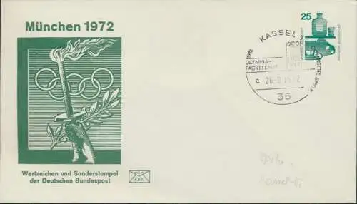 Sport Bund Privatganzsache SST Olympia Fackellauf München SST Kassel 26.8.1972