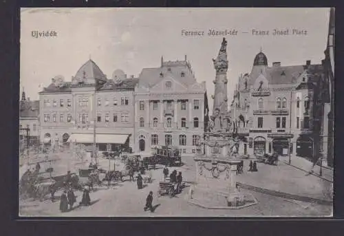 Ansichtskarte Ujvidek Serbien Novi Sad Granz Josef Platz Denkmal Strassenbahn