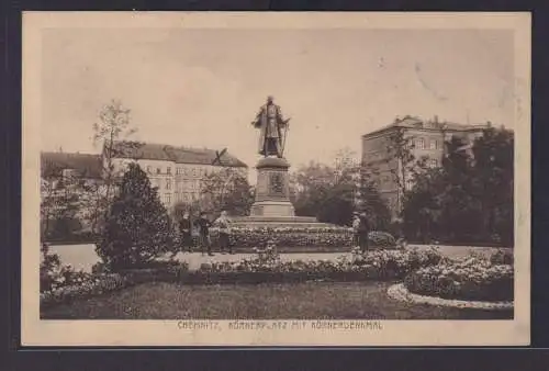 Ansichtskarte Chemnitz Körnerplatz Körnerdenkmal Park Sachsen