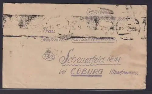 Ägypten KGF Brief Kriegsgefangenenbrief nach Scheuerfeld Coburg ME 221947 Lager