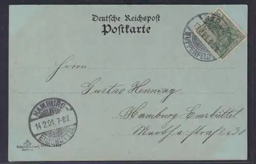 Ansichtskarte Barmen Wuppertal Mondscheinlitho Wupper Fluß Brücke Kirche Neuer