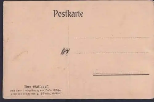 Ansichtskarte Künstlerkarte Federzeichnung Fachwerkhaus Gaildorf Oskar Elsäßer