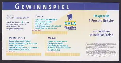 Bund Ganzsache FP 14 Medienlotterie Wertstempel 100+50 ARD Gala Sporthilfe