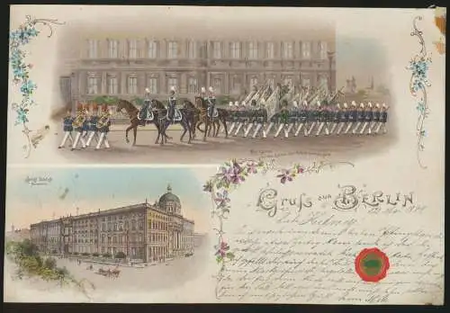 Ansichtskarte Berlin seltenes Groß - Litho 269x184mm Kaiserparade Stadtpost 2 Pf