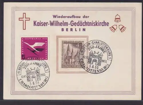 Bund Berlin Kaiser Wilhelm Gedächtniskirche Wiederaufbau 2 schöne Sonderstempel