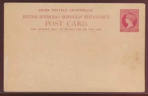 Britisch Honduras Ganzsache 3 c Queen Victoria postal stationery