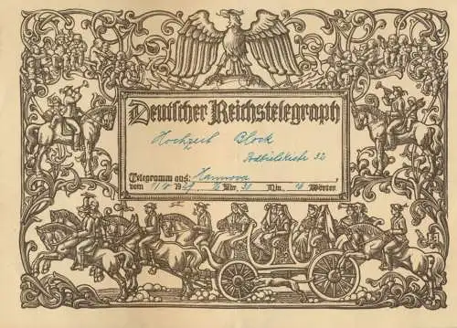 Deutsches Reich Gutes Lot Schmuckblatt Telegramme zur Zeit des 3. Reiches 7 St.