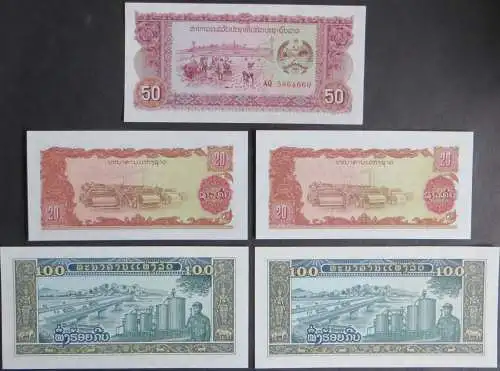 10 Geldscheine Banknoten Volksrepublik Laos P-25-P-30 1-100 Kip bankfrisch UNC