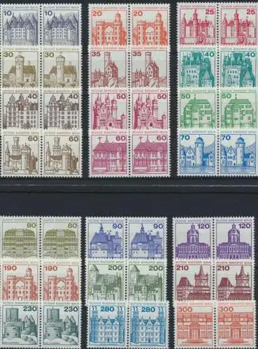 Berlin ex 532-677 Burgen & Schlösser kpl. 21 Wte waagerechte Paare MNH Kat 72,10