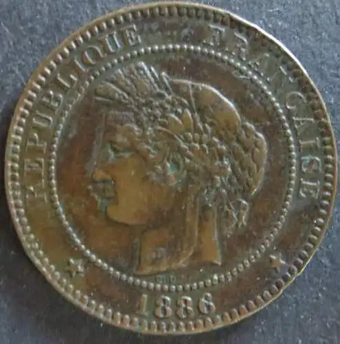 Münze Frankreich 1886 - 10 Centimes Dritte Republik Kupfer ss