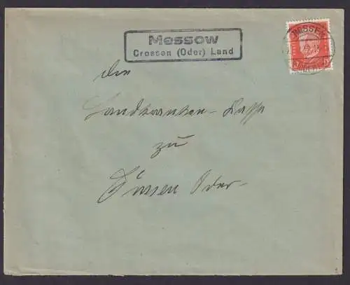 Messow über Crossen Oder Land Brandenburg Deutsches Reich Brief Landpoststempel