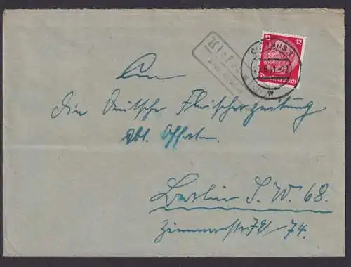 Kiekebusch über Cottbus Brandenburg Deutsches Reich Brief Landpoststempel n.