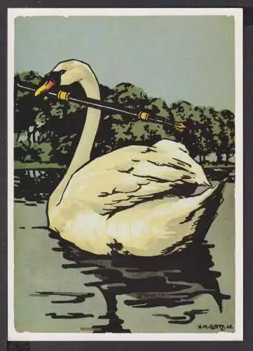 Ansichtskarte Künstler sign. H. M. Glatz Swan Füllfederhalter 1908