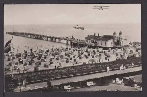 Ansichtskarte Ostseebad Zinnowitz Mecklenburg-Vorpommern Strand mit Brücke