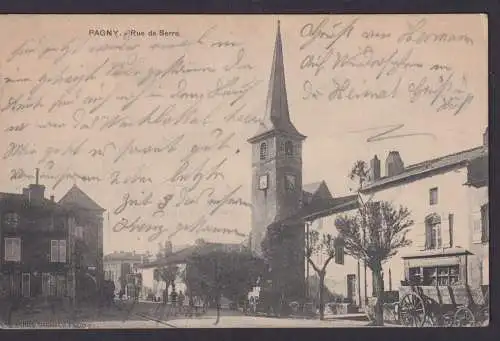 Pagny Ansichtskarte Feldpost Rue de Serre Kirche Frankreich Brigade Ersatz