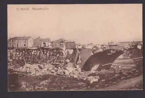 Ansichtskarte St. Mihiel Frankreich Feldpost Zerstörte Maasbrücke Dissen Kr.