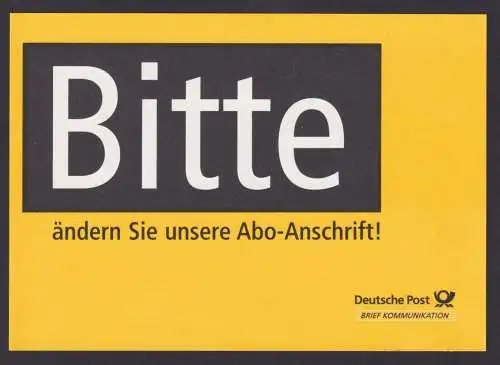 Postsache Bund Ganzsache Deutsche Post Änderungsanzeige ABO - Anschrift