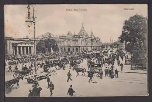 Ansichtskarte Berlin Unter den Linden 1909 Barmen Pferde Pferdekutsche