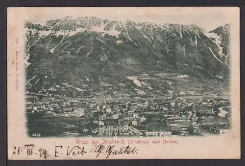 Ansichtskarte Innsbruck Österreich 1899 Innsbruck nach Norden Ostdorf Balingen